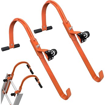 Ladder Hooks with Wheel 2 Pieces Ladder Roof Hooks with Heavy Steel Ladder Stabiliser Ladder Stabiliser Ladder Stabiliser Rubber Grip T Type Bar Large Weight of About 500 lbs