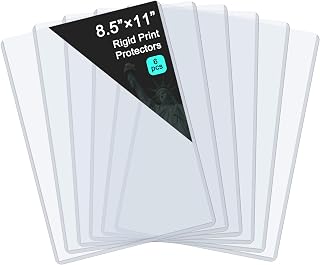 6 Pack 8.5" x 11" Rigid Print Protectors, Rigid Sheet Protectors - Durable PVC Document Protectors, Plastic Sleeves for Photos, Prints, and Menu Covers Document Holder Birth Certificate Protector