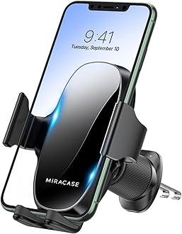 Phone Holders for Your Car with Metal Hook Clip, Air Vent Cell Phone Car Mount, Hands Free Universal Automobile Cradle Fit for iPhone Android and All Smartphones, Classic Black