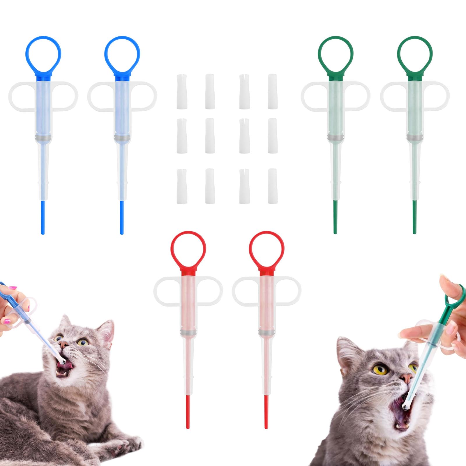 EazyGwdrig 6 Pcs Cat Pill Shooter Dog Pill Shooter Pet Pill Shooter Pill Pusher for Cats Small Animal Feeding Tools Cat Pill Plunger (Multicolour)