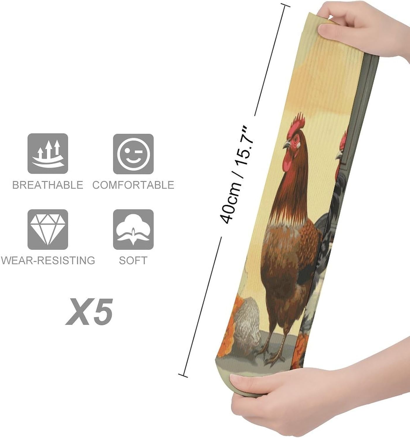 Italian Chickens Knee High Socks Cozy Knee High Socks Soft Mid-Length Sock for All Seasons Daily Wear Adult
