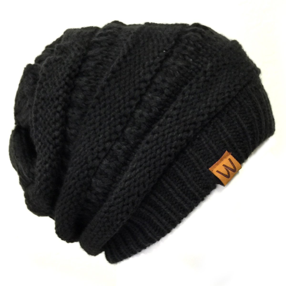 Wrapables - Conjunto de bufanda y gorro de punto para el invierno - negro - talla única
