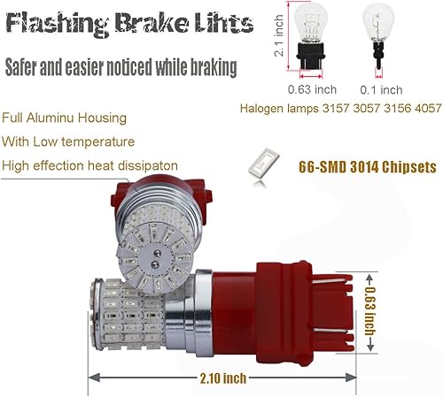 Miniatura 2 de iBrightstar Luces de freno intermitentes estroboscópicas intermitentes de 9-30 V 3157 3057 3156 3056 bombillas LED de repuesto para luces de freno