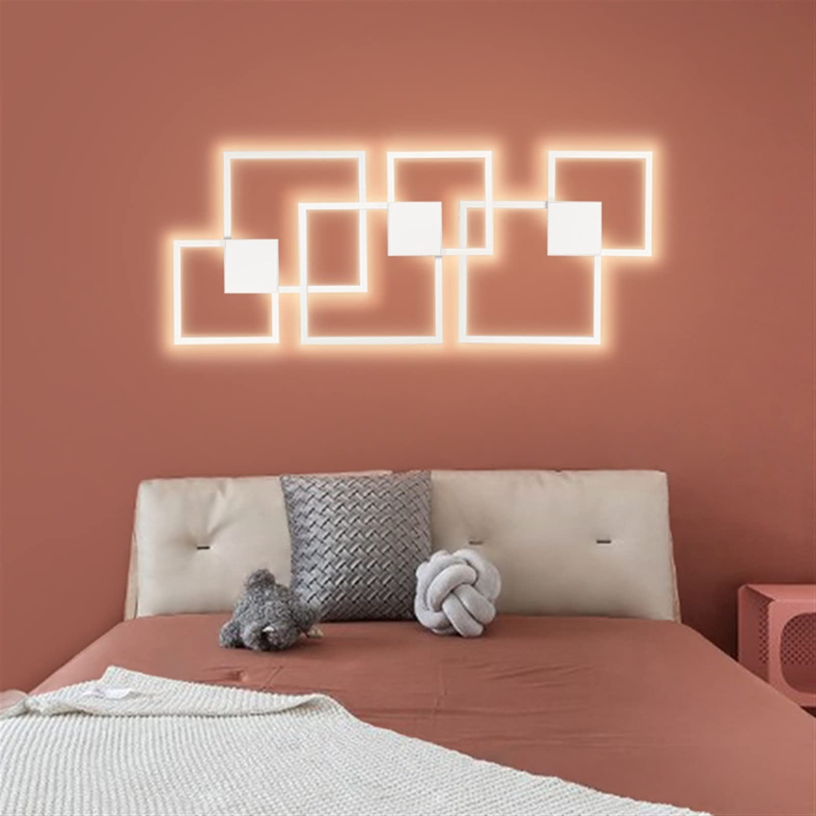 Lámpara De Pared Con Combinación De Marco Blanco Y Negro, Aplique De Pared De Aluminio Cuadrado Geométrico LED, Aplique De Pared, Dormitorio, Hotel, Sala De Estar, Decoración De La Habitación