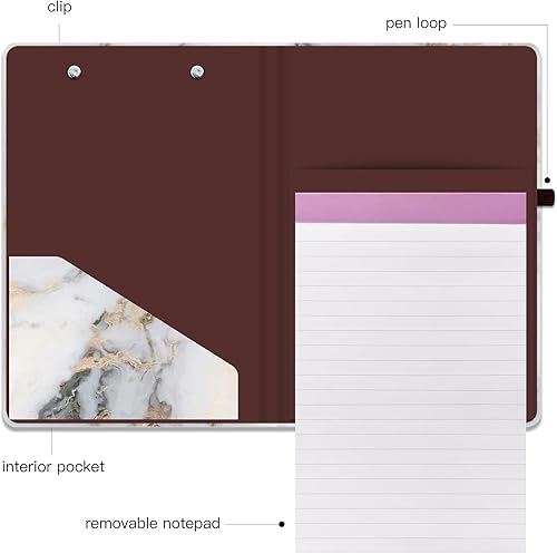 Miniatura 4 de Hongri Mini portapapeles con bloc de notas forrado recargable y bolsillo interior de almacenamiento para estudiantes, aula, oficina, mujeres,