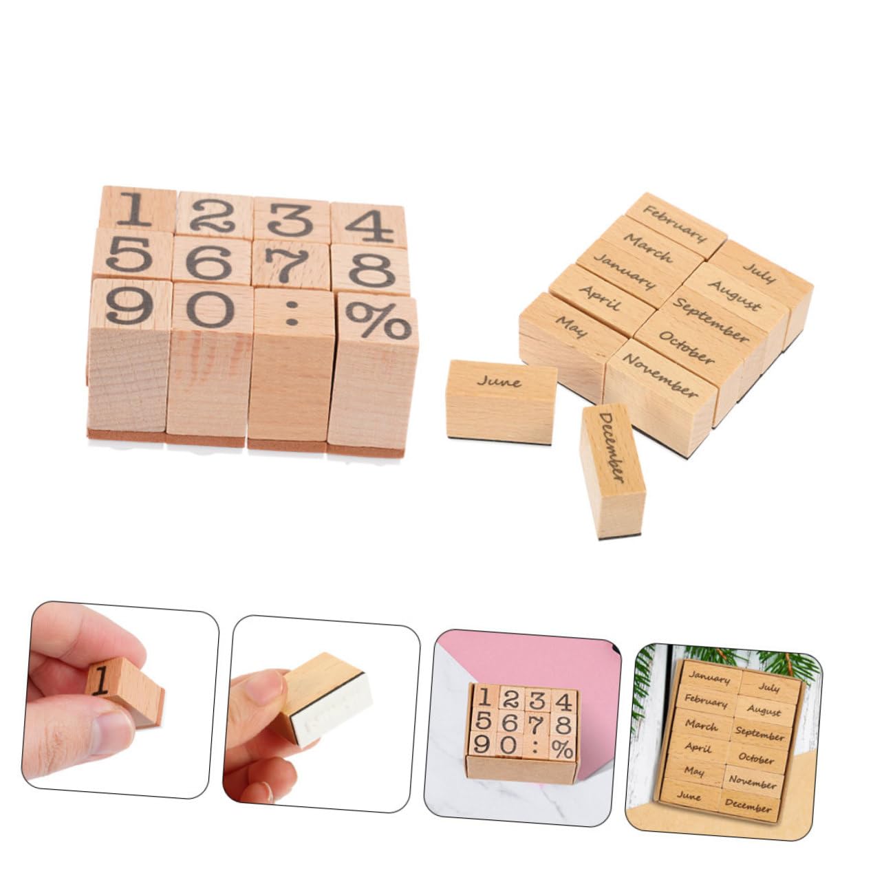 Operitacx 8sätze Holzstempeln Für Scrapbooking Dekorative Monats Und Zahlenstempel Für -karten Tagebuchgestaltung Und Handwerk Vintage-design Langlebig Und Vielseitig