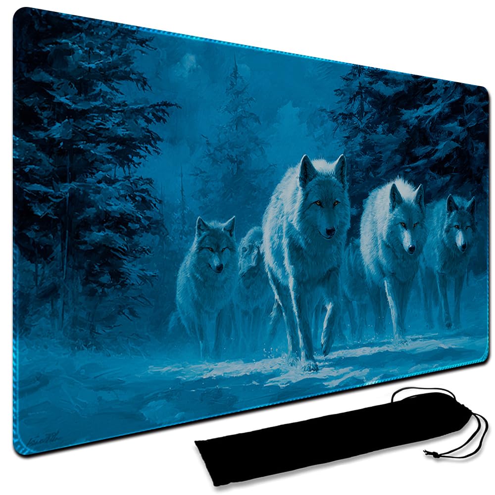 Large Art Gaming Playmat with Carrying bag, Custom Design Card Game Mat for mtg Playmat, Suture the edges,Compatible with Standard Card Sleeves 60CM x 35CM (No Zone,7)