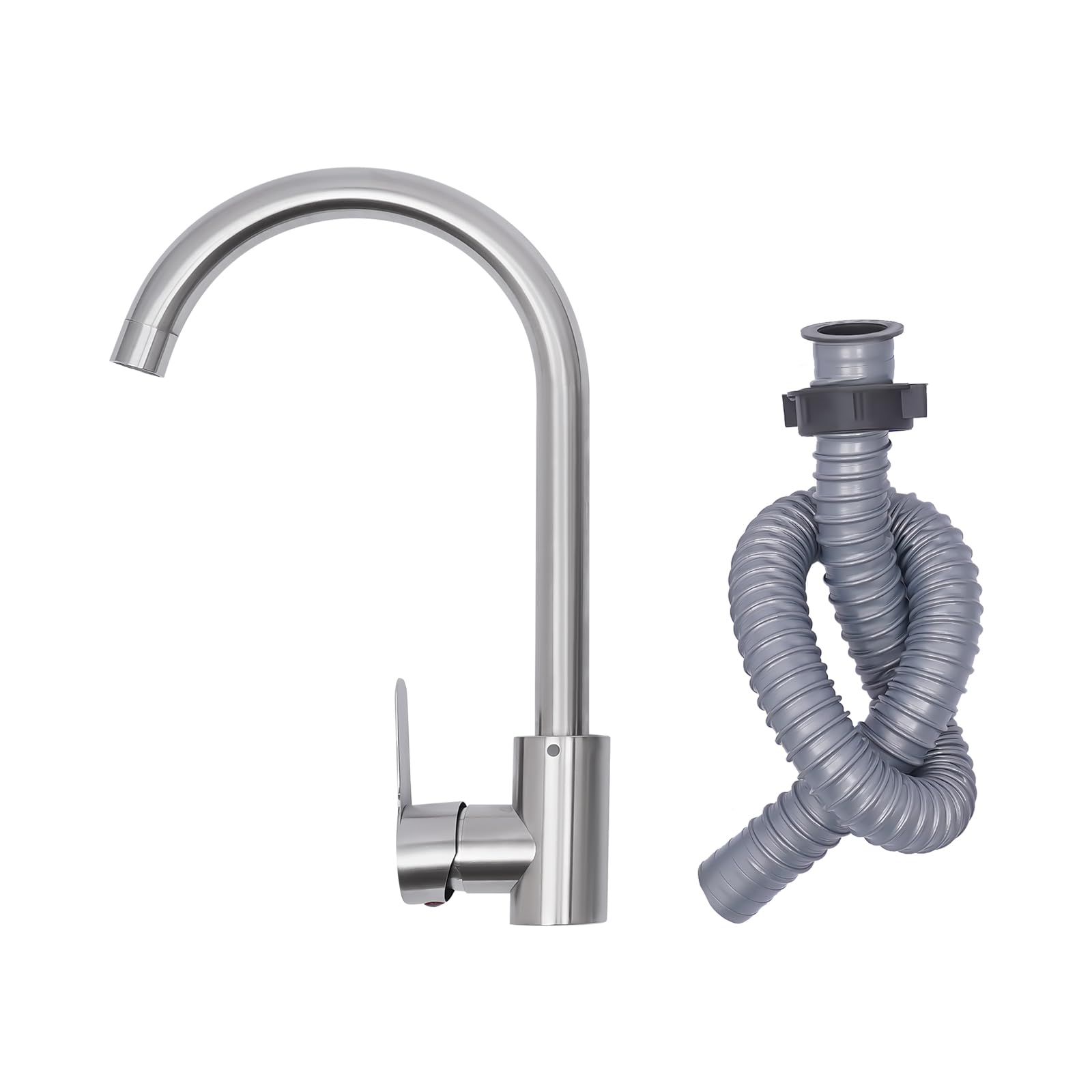 Küchenspüle, Freistehende Edelstahl Spültisch Gastro 1 Becken, Edelstahlspüle, Gewerbliche Spülbecken mit Wasserhahn Kalt und Warmwasserschläuchen für Waschküche, Bauernhaus