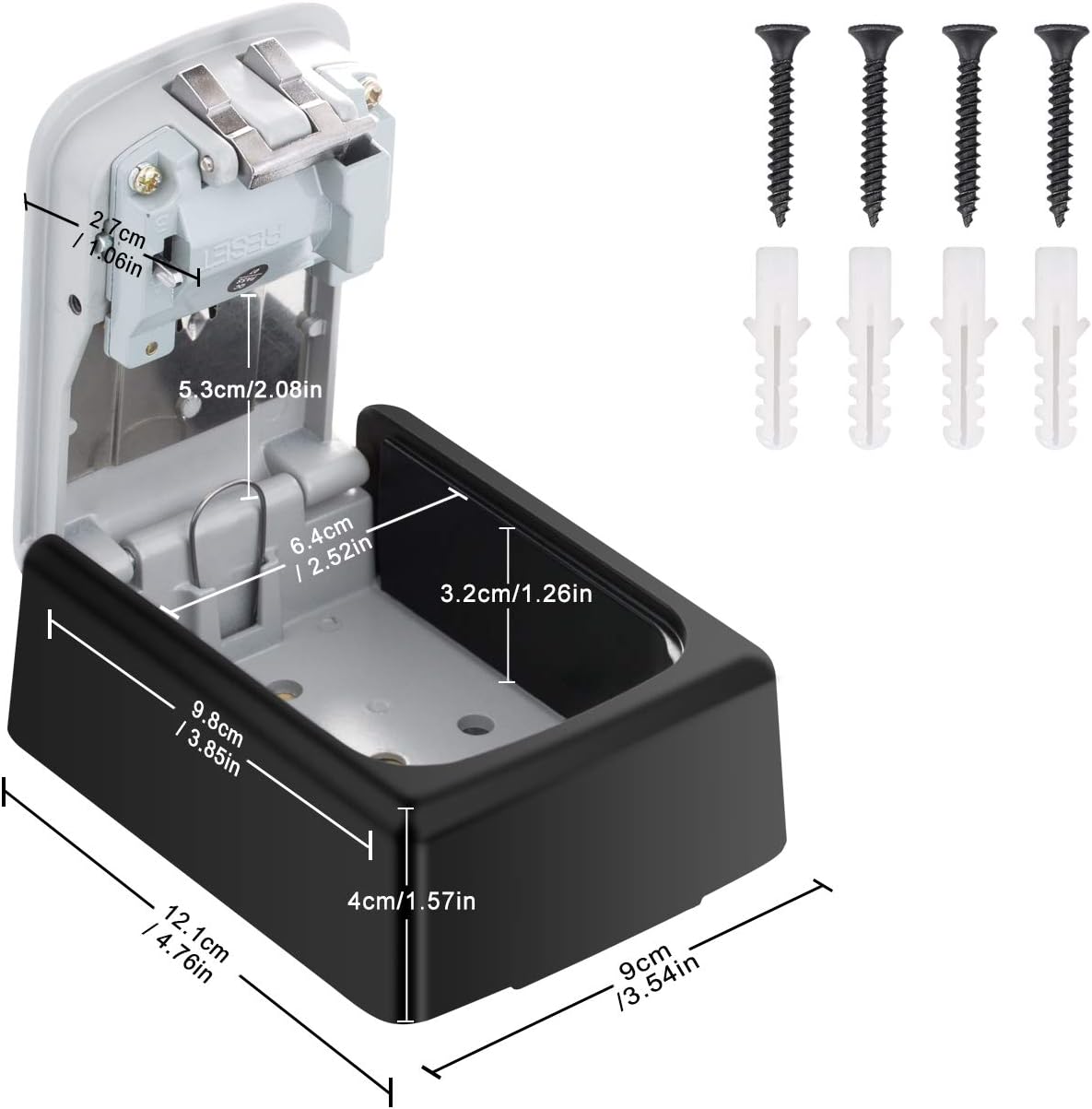 ZHEGE Key Safe Wall Mounted, 4 Digit Combination Lockbox, Weatherproof
