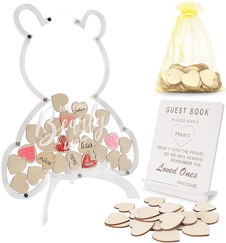 HMASYO Alternativas para libros de invitados para baby shower, We Can Bearly Wait Baby Shower Decoraciones, tema de oso de bienvenida para bebé,