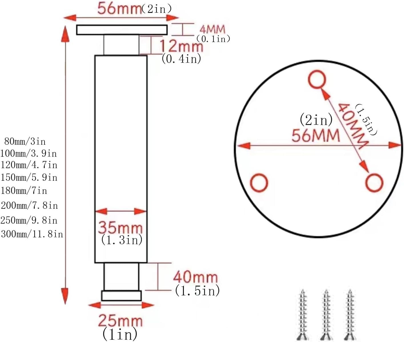 Nogi do mebli, 4 szt. Regulowane nóżki do szafek, okrągłe podporowe ze stopu aluminium, regulowane samodzielnego montażu mebli(200mm(7.8in))