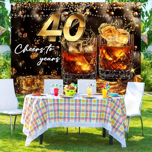 Fondo de cumpleaños 40 años 7x5 ft negro y dorado para foto miniatura 6