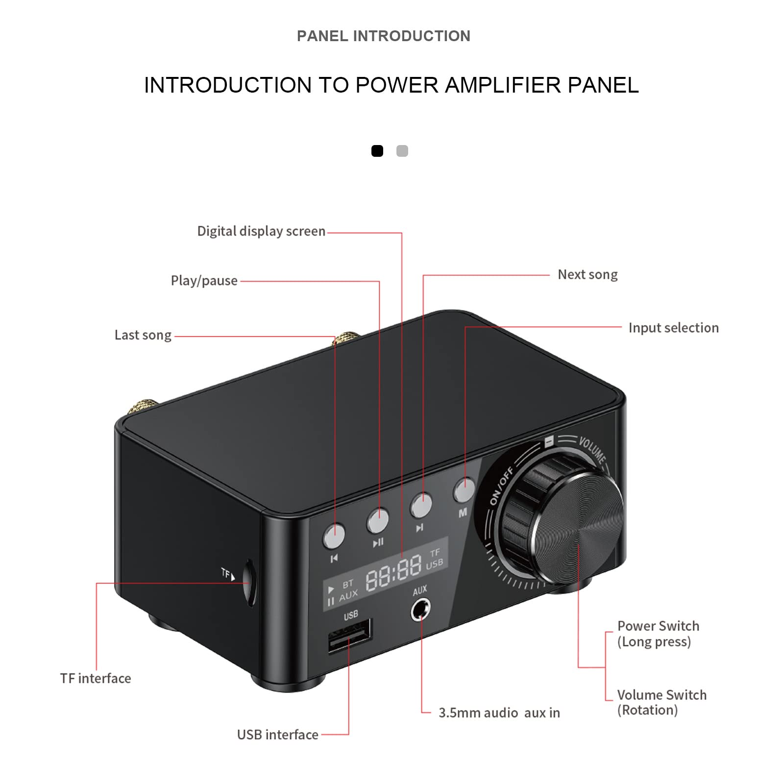 Topteng HiFi Mini Bluetooth 5.0 Digital Power Sound Amplifier Stereo Audio Receiver USB