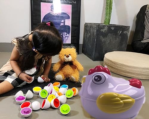 Miniatura 3 de Huevos de Pascua a juego, 12 piezas de juego educativo preescolar, habilidades de reconocimiento de color y forma, juguete de aprendizaje regalo