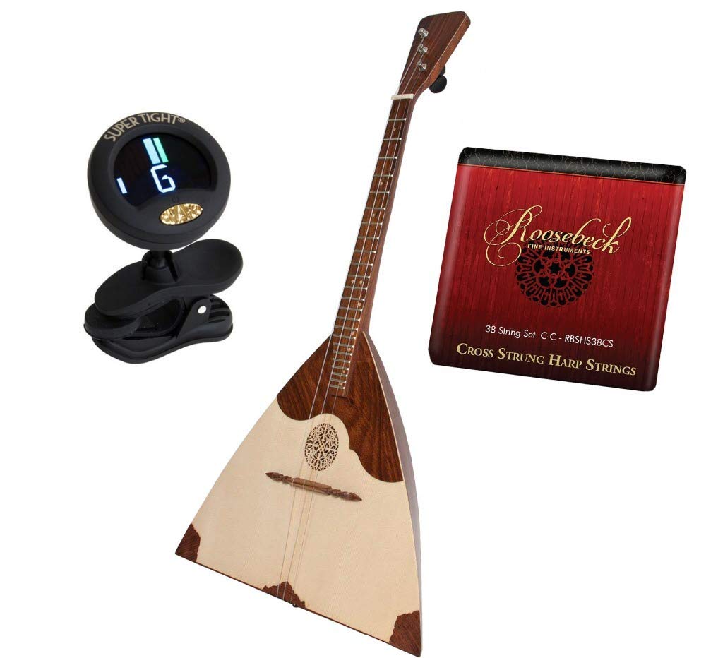 Prima Balalaika Package Includes: Roosebeck Deluxe Prima Balalaika w/Padded Gig Bag + Prima Balalaika 3 String Set + Snark Clip-On Chromatic Tuner