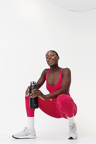 Miniatura 5 de ZULU Swift Botella de agua de acero inoxidable aislada al vacío con popote de silicona cubierto, 32 onzas (azul hielo)