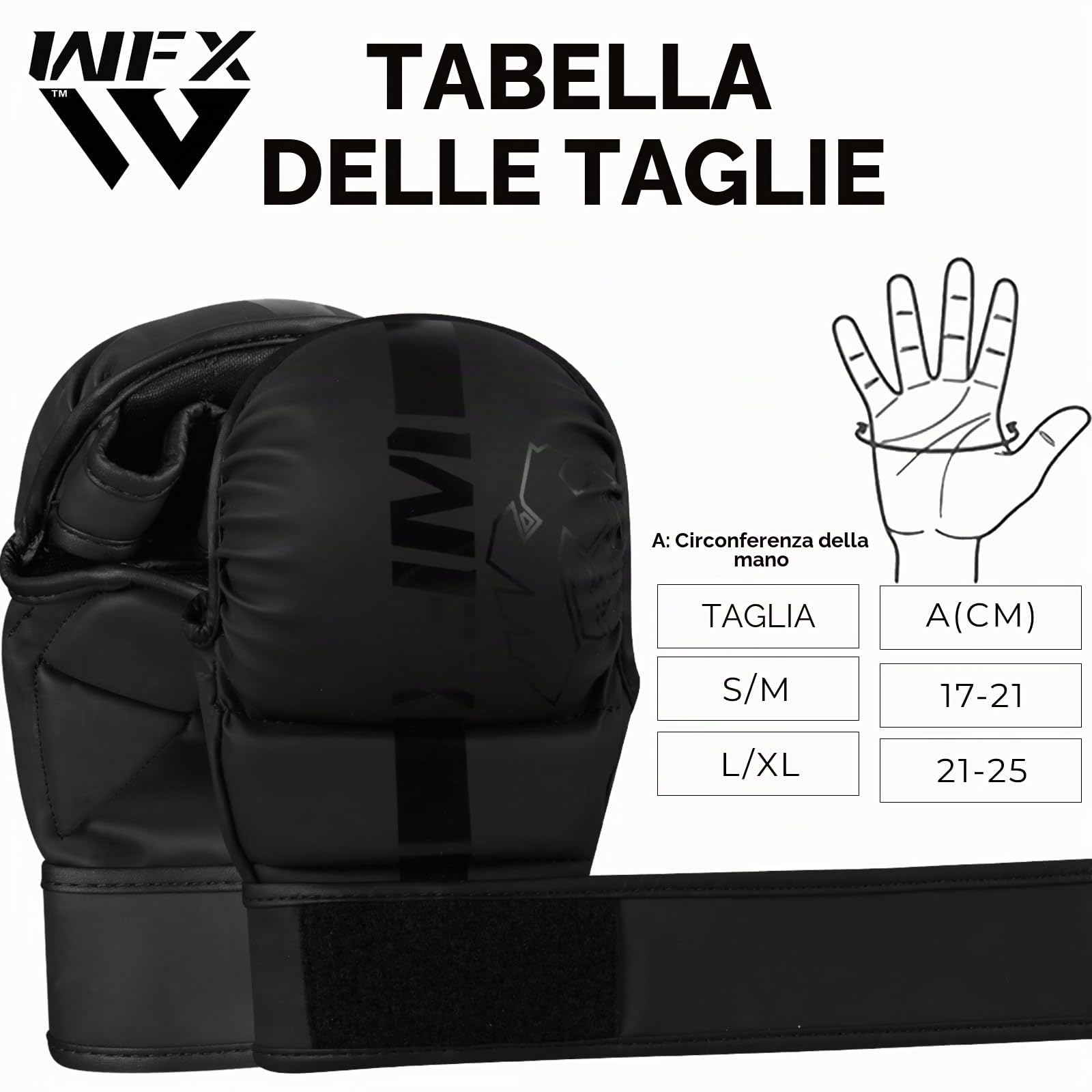 WFX Guanti per arti marziali, arti marziali, sparring, grappling, muay thai, gabbia combattimento, palmo aperto, supporto per il polso, regolabile, boxe, allenamento, combattimento, sport, sacco da