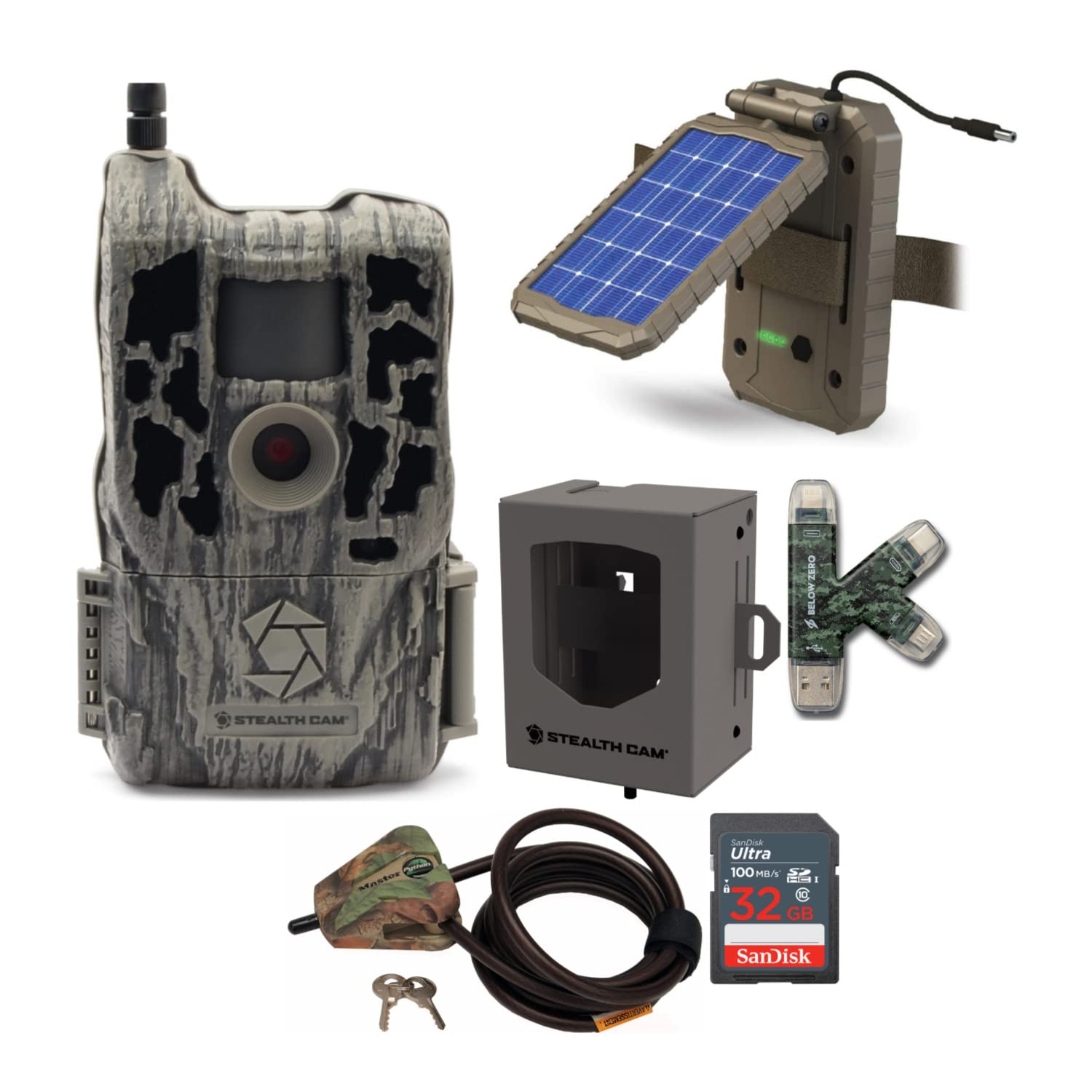 Amazon.com: Stealth Cam Reactor 26MP Trail Camera (AT&T) Bundle with Solar  Power Panel, Security Box, Locking Cable, Card Reader and Memory Card (6  Items) : Electronics