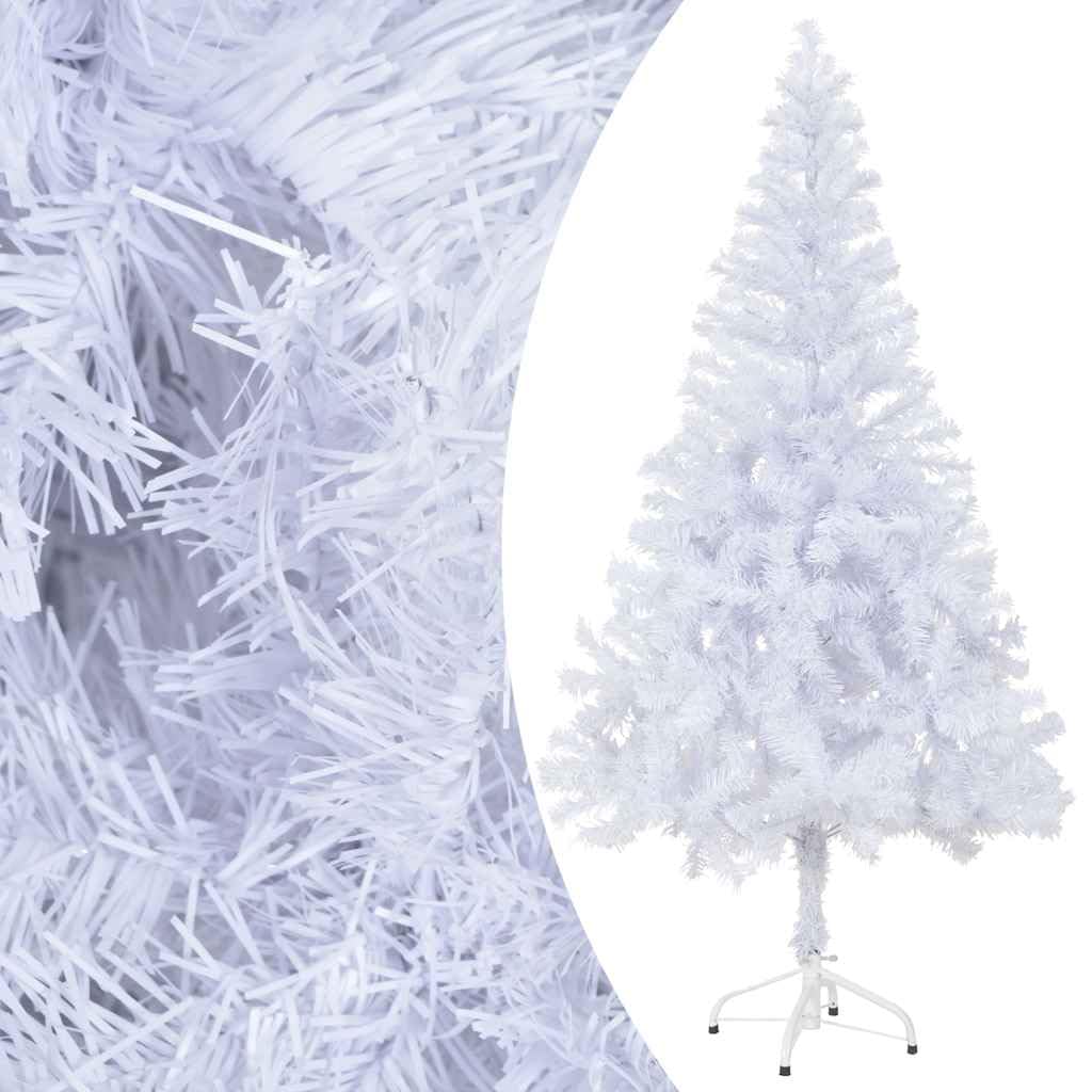Sztuczna choinka z oświetleniem LED i bombkami, 380 gałązek, 150 cm, biała