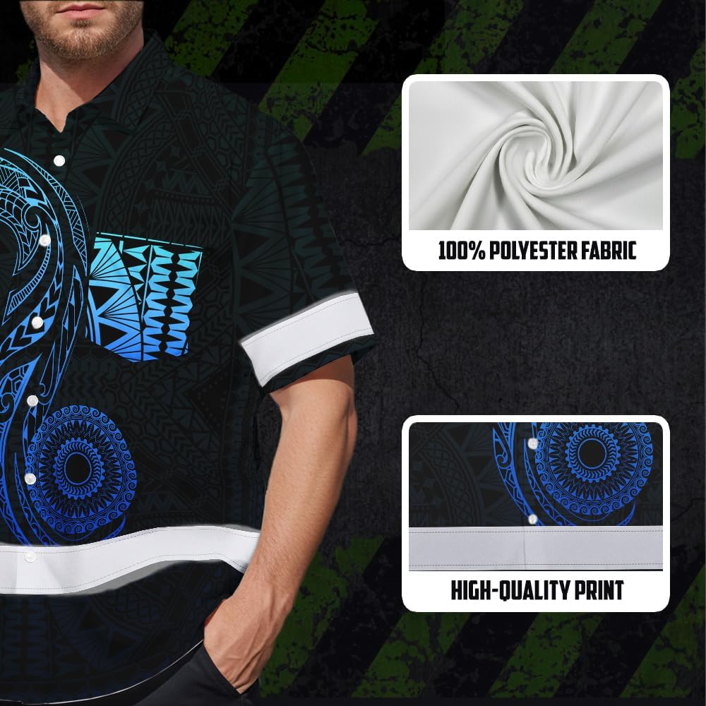 Polynesian High Visibility Shirt for Men Hawaiian Shirts Custom Name Floral Reflective Safety Workwear - Image 6