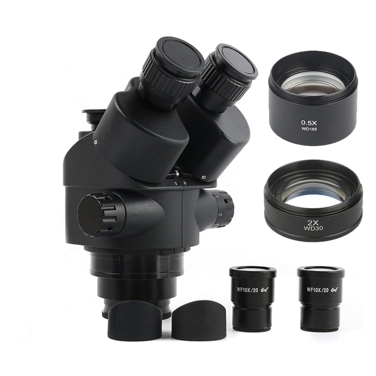 Microscopio Microscopio, 7x-45x 3.5x-90x Microscopio Zoom Cabezal de microscopio estéreo + 0,5x 2.0x Lente auxiliar Software de medición profesional(7x 45x)
