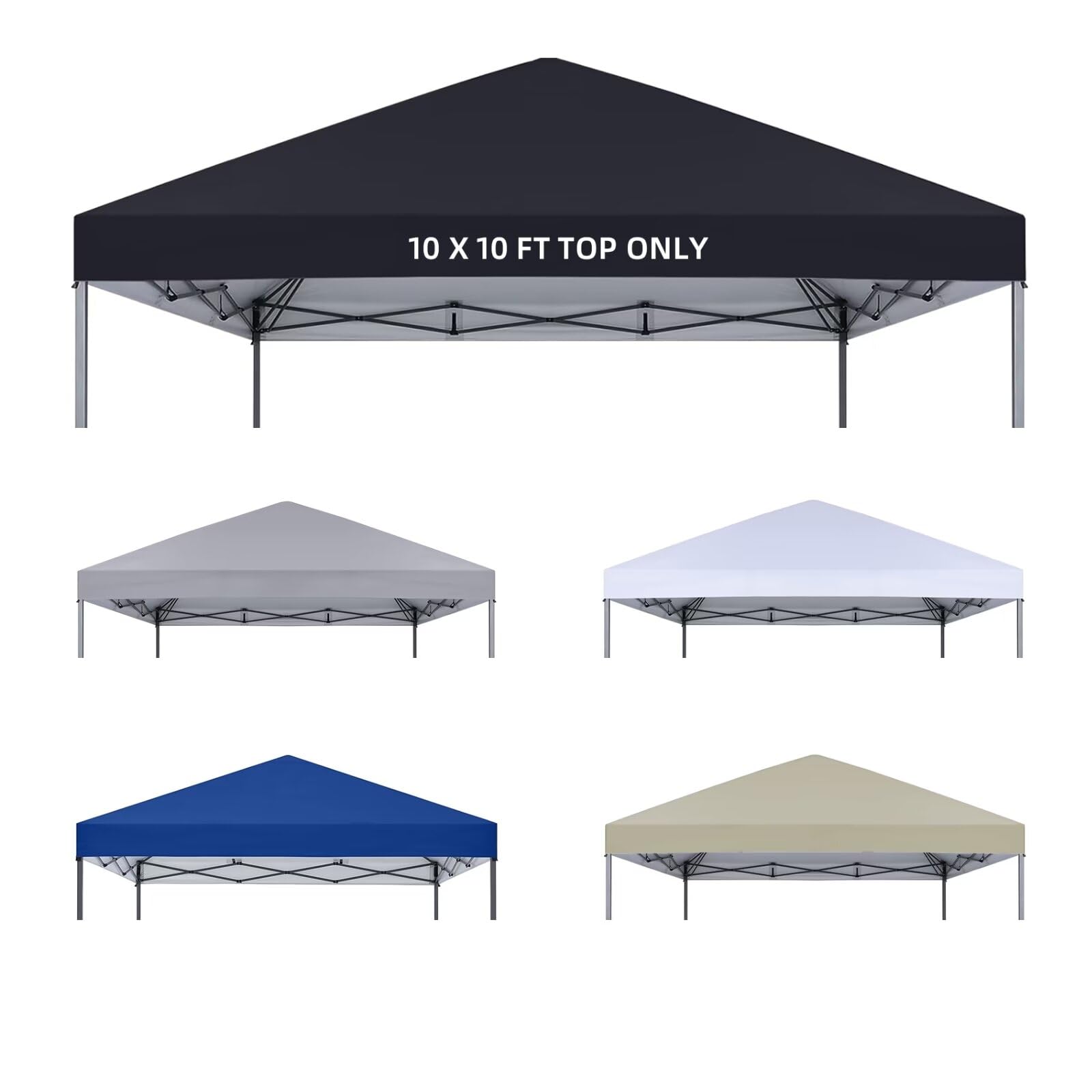 10x10 Canopy Replacement Top Only,Waterproof Pop Up Canopy Tent Top Replacement Cover Roof with Windproof Ropes for Straight Leg Frame, 420D Polyester for Outdoor Garden Pavilion Sun Shade(Black)-image-31