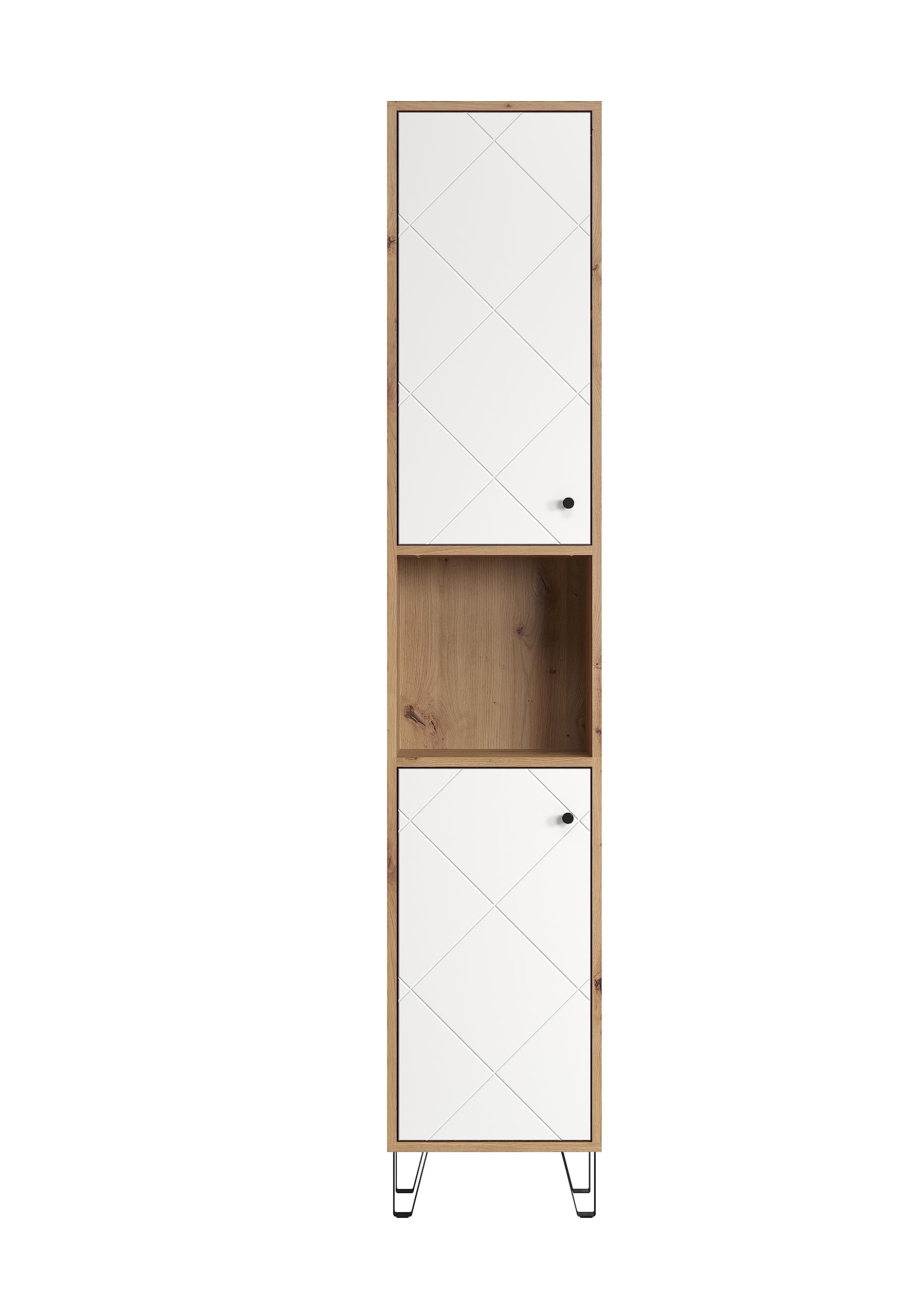 trendteam smart living - Touch - Hochschrank - Artisan Eiche/Weiß - 4 geschlossene und 1 offenes Fach - (BxHxT) 36 x 191 x 29 cm - 2 Einlegeböden - kratzfest
