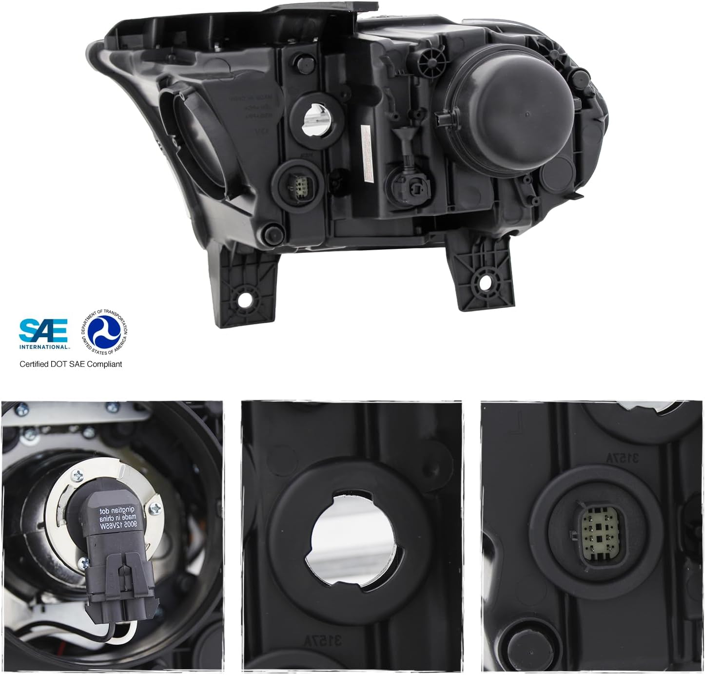 AKKON - Fit 2014 2015 2016 2017 Dodge Durango [Halogen Type] Non-DRL Models OE Style Projector Headlight Passenger Right Chrome
