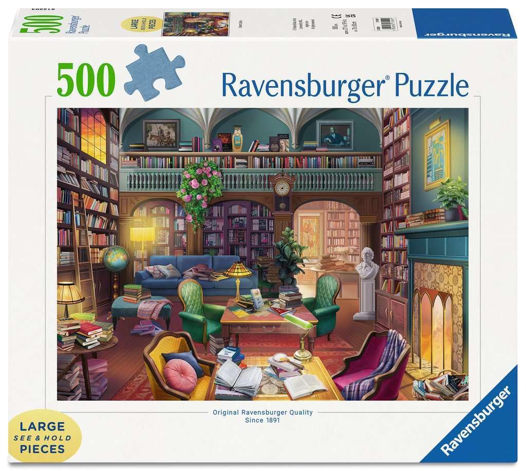Dream Library - 500 Piece Large Format Jigsaw Puzzle - Beautiful Colors and Intricate Details - Premium Quality - Puzzles for Adults