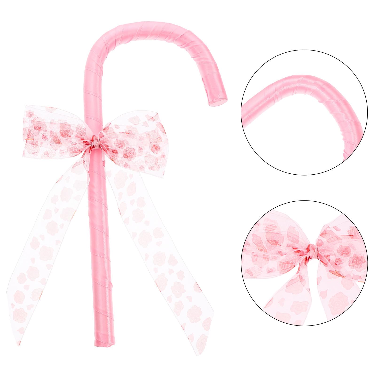 Healvian 4 Pezzi Bastoncino Decorativo con Fiocco Rosa in Plastica e Stoffa