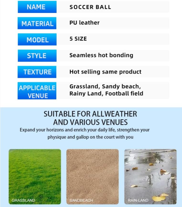 Miniatura 9 de Balón de fútbol sin costuras tamaño 5 para adultos y jóvenes, construcción termoadherida, impermeable y a prueba de fugas, retención de aire