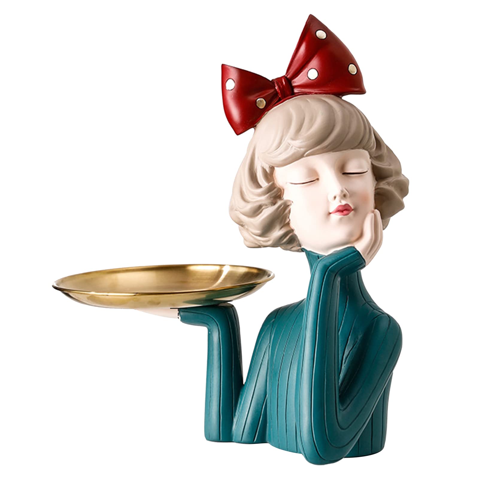 Figurine en résine de style avec plateau de rangement nœud pour salon
