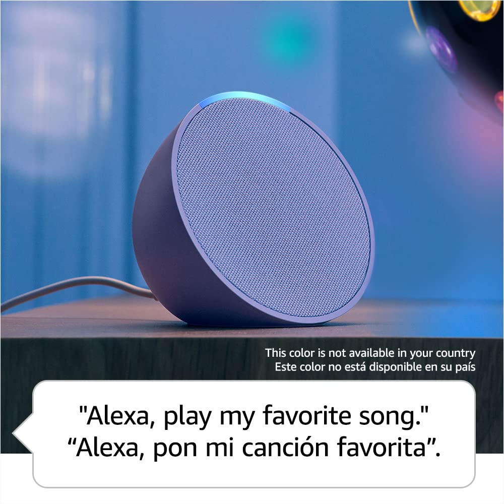 Echo Pop | Full sound compact smart speaker with Alexa | International Version with US Power Adaptor | Charcoal