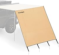 Vista 8 de Toldo para vehículos, 4.6 pies x 8.2 pies, toldo lateral extraíble UPF50+ para techo, bisagras reforzadas y postes para Jeep/SUV/Camión/Van
