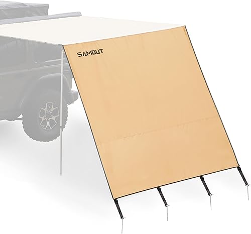 Miniatura 8 de Toldo para vehículo, 6.6 pies x 10 pies, toldo lateral retráctil para techo con UPF50+, bisagras y postes reforzados para Jeep/SUV/Camioneta/Van