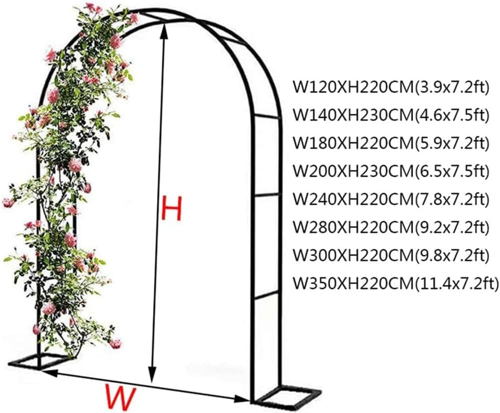 Robusto arco da giardino in metallo per rose 1.4M/1.8M/2.4M/3M/3.5M durevole traliccio pergola per matrimoni all'aperto Colore verde W2.4M* H2.2M Struttura di supporto