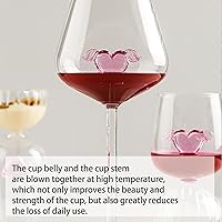 Vista 6 de Juego de 2 copas de vino tinto de cristal de 17 onzas, románticas copas de vino en forma de corazón, copas de cóctel creativas, copas de vino únicas