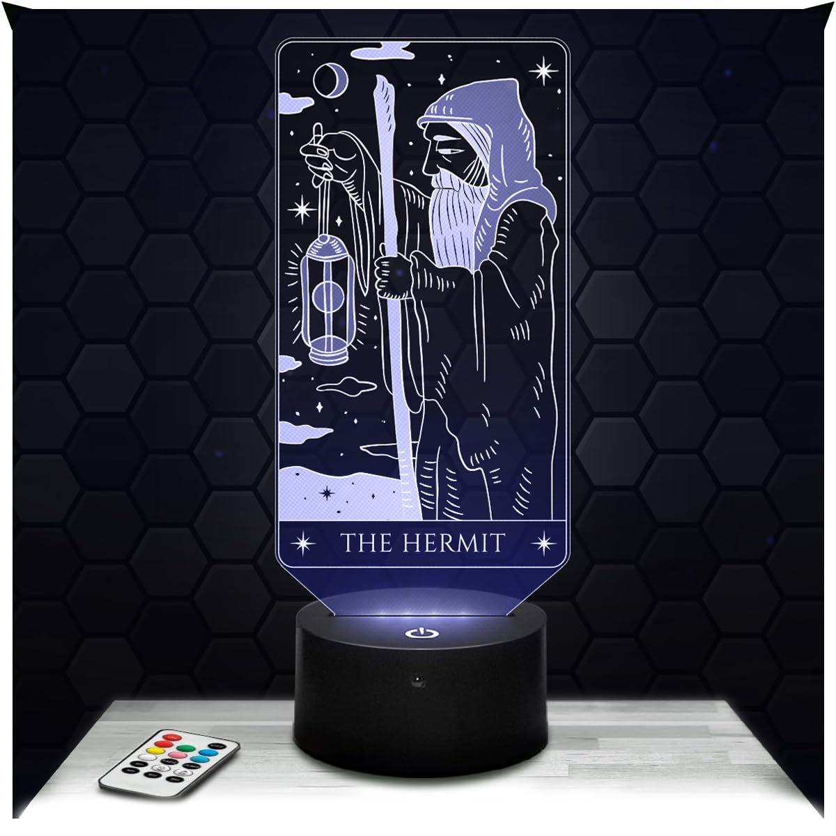 Lampephoto.fr - The Hermit Arcane Tarot 3D Lamp, Gift idea Decor Card Clairvoyance Cartomancy Oracle, Lamp Decor Office Living Room The Hermit Arcane Tarot, Soft Light, Original Christmas, Gift Idea