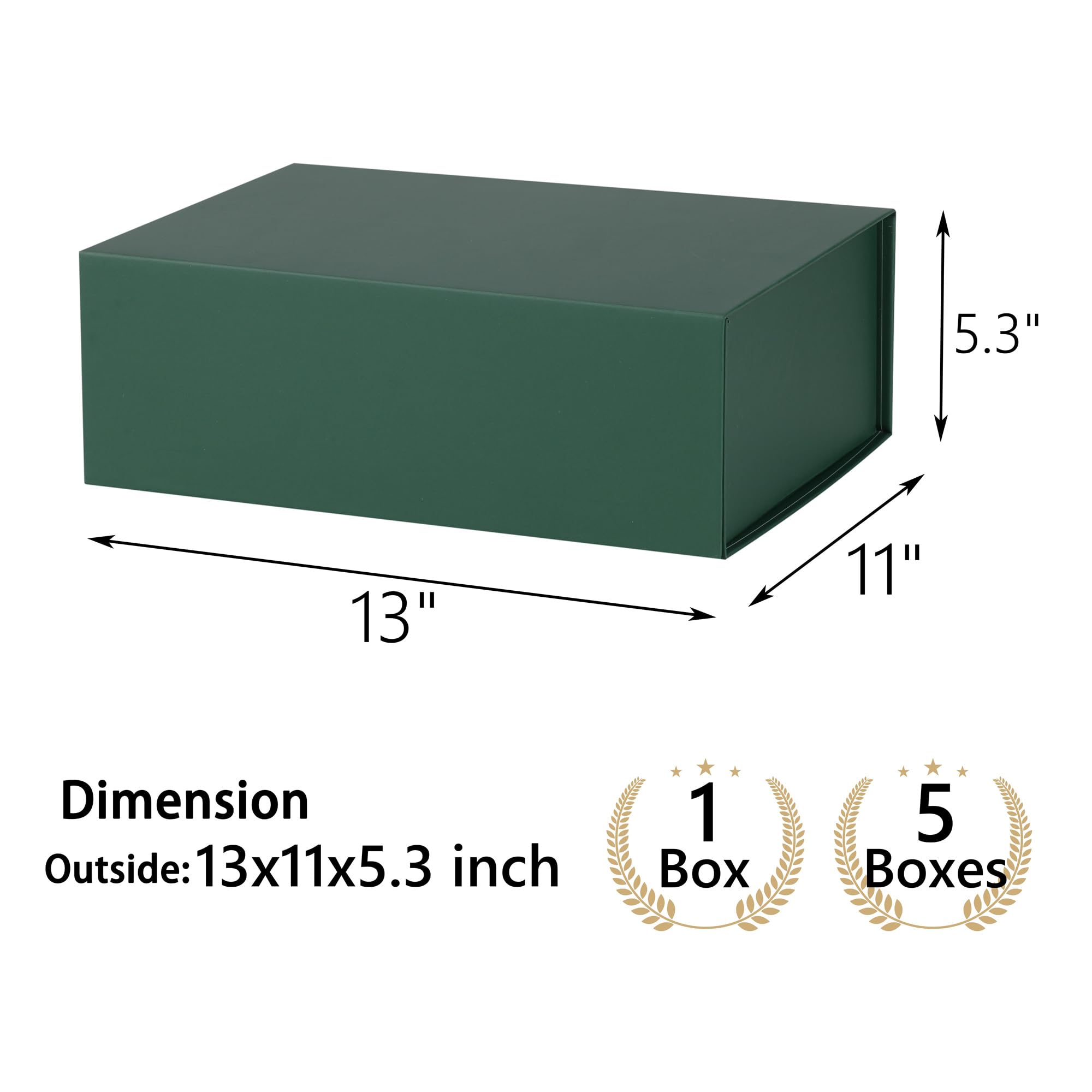 Green Gift Box,13x11x5.3 Large Gift Boxes With Lids For Presents Includes Ribbon And Diy Printable Sticker Paper,Bridesmaid Proposal Box,Magnetic Gift Box For Birthday,Wedding,Graduation