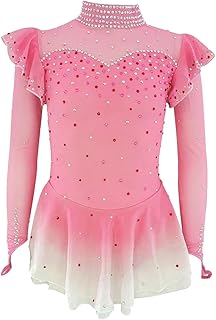 Vestido de patinaje artístico para niñas, profesional, degradado, competición, actuación, color azul