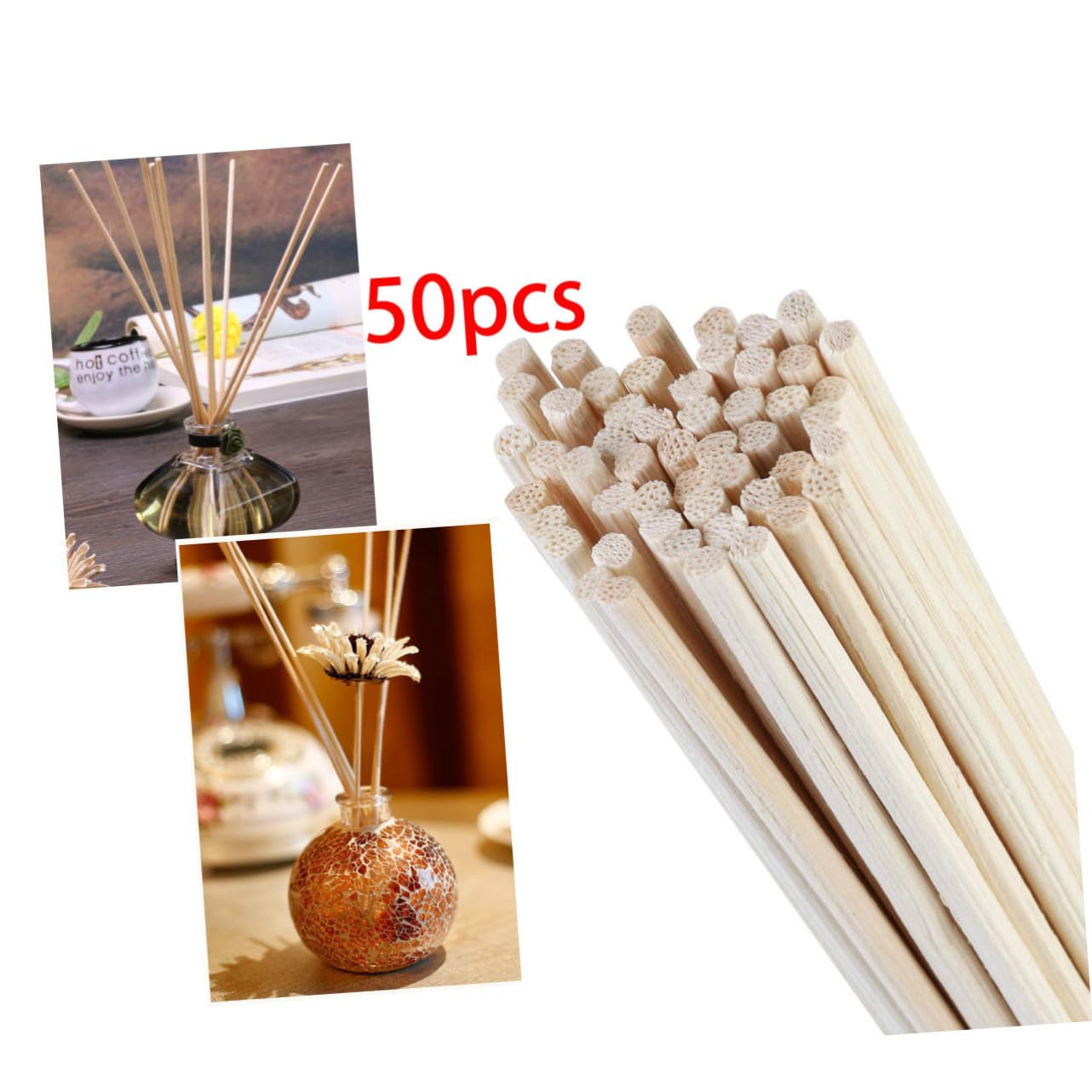 Yardenfun 50pcs Aroma Diffuser Replacement Rattan Sticks Wood 24cm Home Scent Diffuser