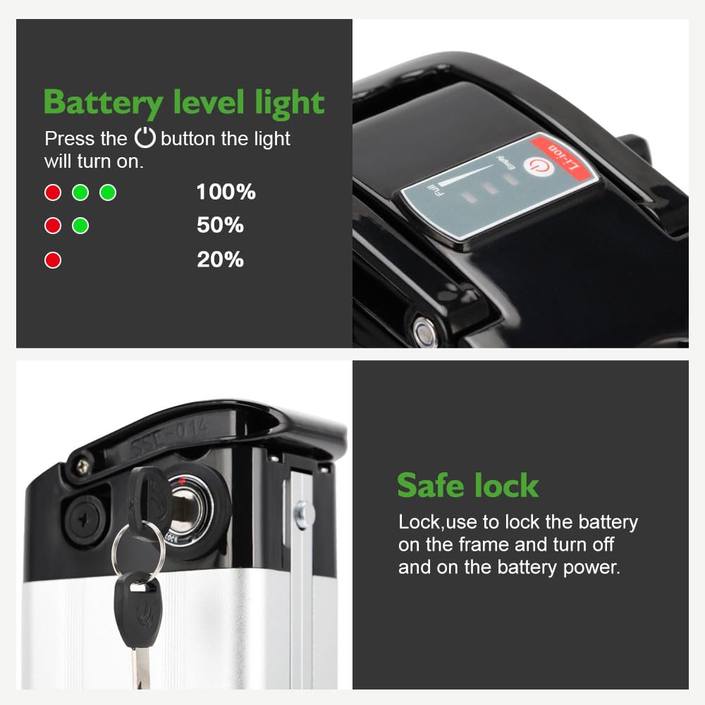 E-Bike Batterie 36V 10,4Ah/14,5Ah/15,6Ah/18,2Ah Fahrrad Li-ion Akku mit Ladegerät für 250W-1000W Motor MiFa, Rex, Prophete, Aldi, XH370-10J, Zhenlong/ZL1010-F