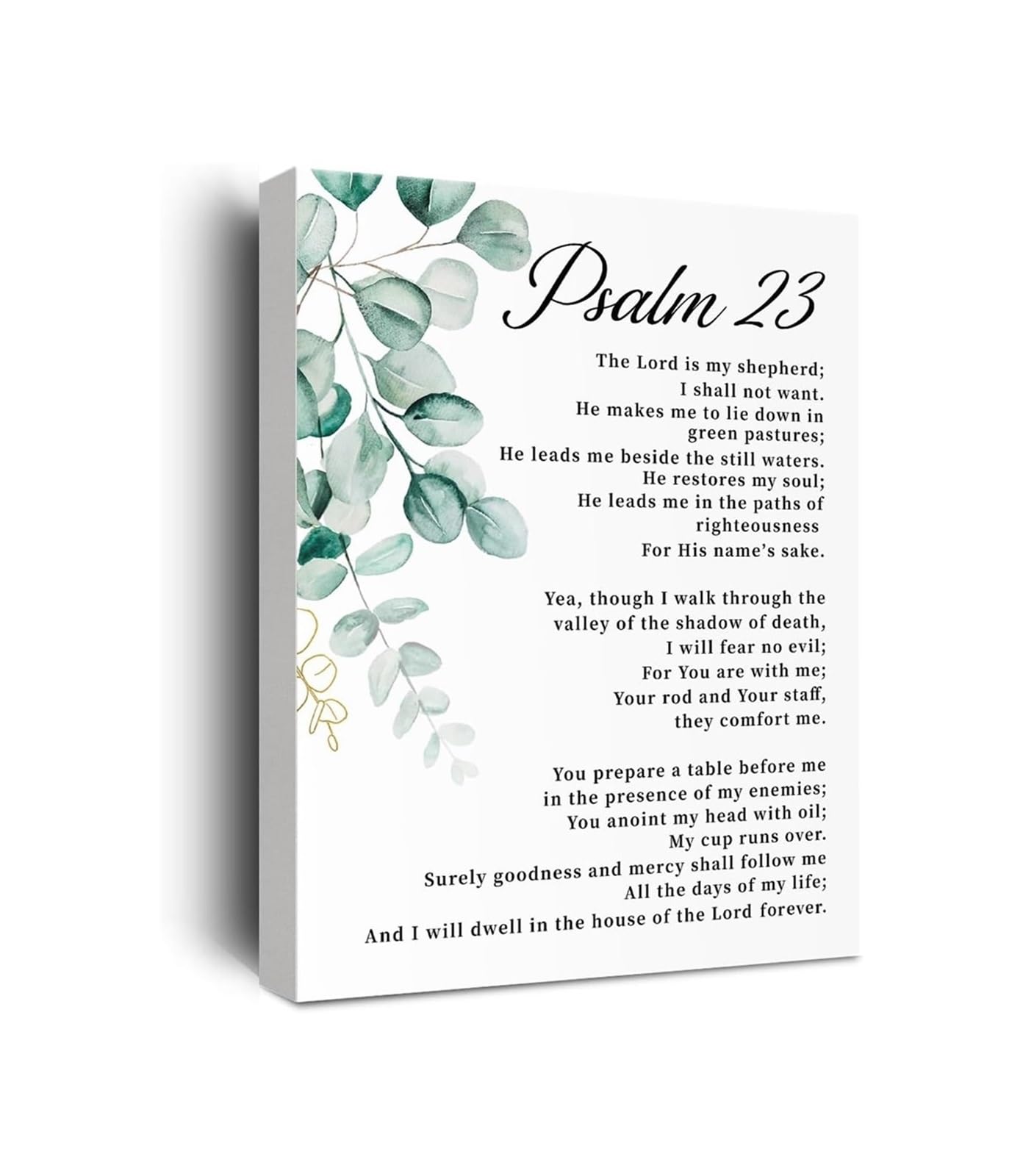 EKFBQBGW Christian Bible Verses Wall Decor, Inspirational Scripture Art Featuring Psalm 23 for Church Office Framed,12x18inch(30x45cm)