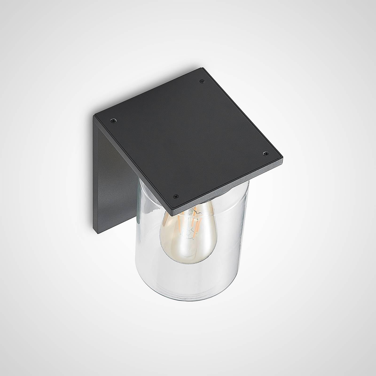 Lucande Wandlampe außen Aluminium Temperglas, Wandleuchte aussen Außenleuchte IP54 Außenlampe 1x E27 ohne Leuchtmittel Außenwandleuchten Garten