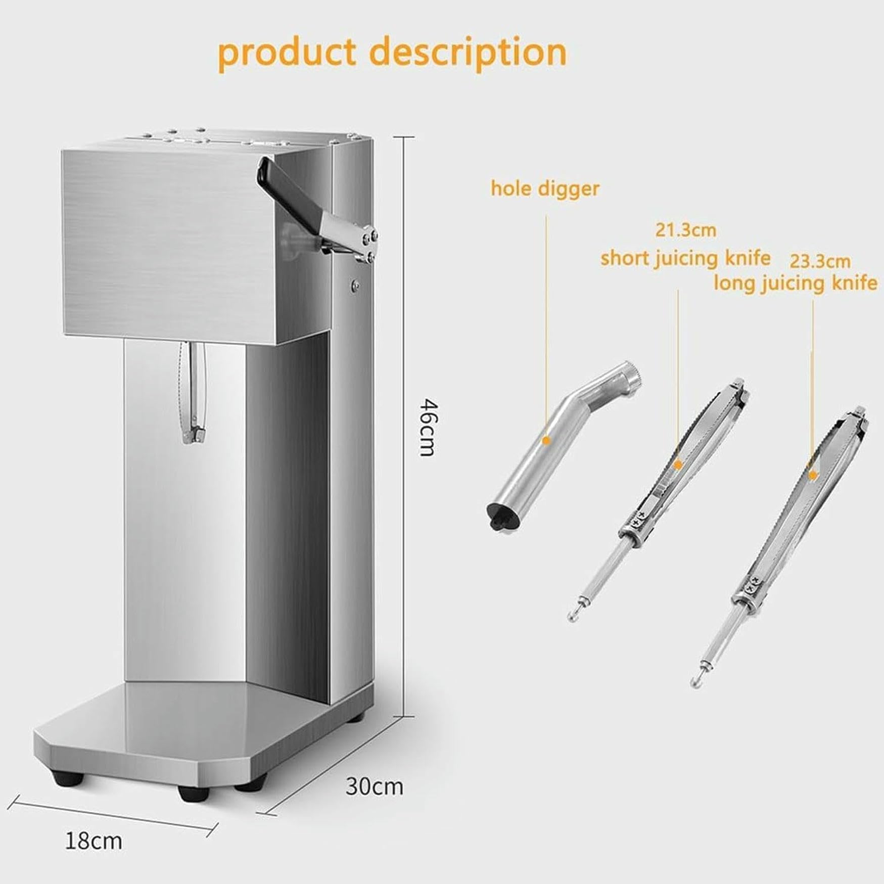 Spremiagrumi elettrico in acciaio inox da 180 W con 3 teste di macchina, estrazione rapida del succo, tasso di estrazione del succo del 99% per ristoranti, bar, negozi di alimentari