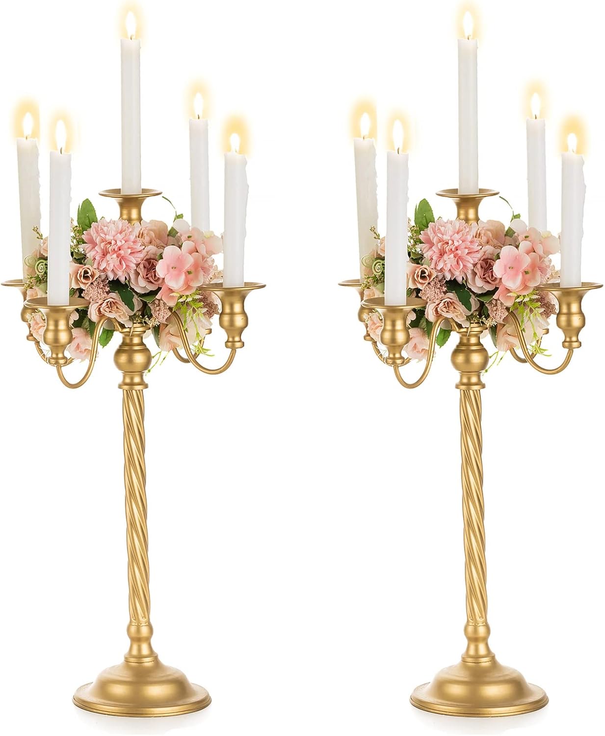 Nuptio Tall Candle Holder Gold Candelabra 21in Candlestick Holder 5 Arm Candelabras