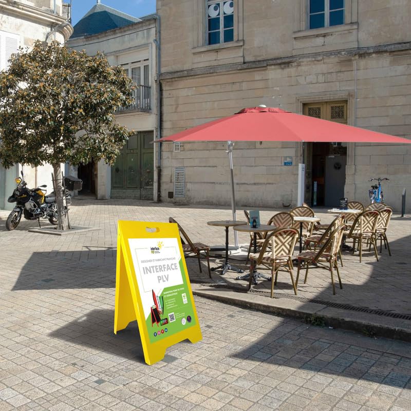 Chevalet stop trottoir plastique jaune avec poignées dimensions 100 x 53 cm - Fabrication française