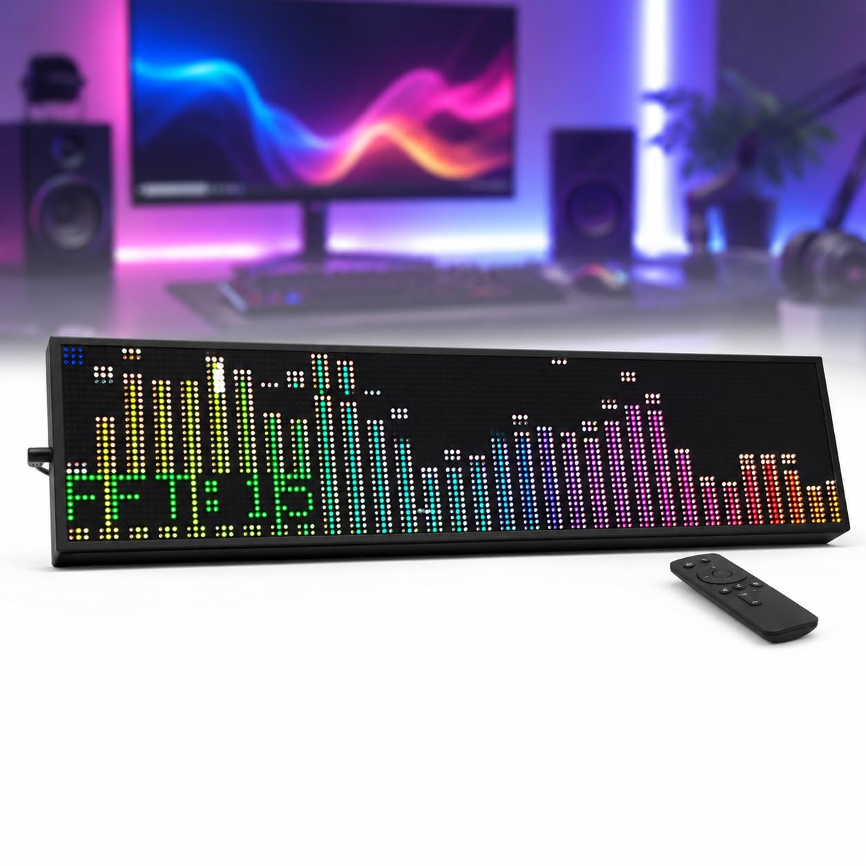 TsoLay Music Rhythm Audio Analyzer, Led Music Visualizer Display With Featuring 36 Display Styles, 16 Colors, Remote Control, Voice Control + Line Control For Entertainment, Studio