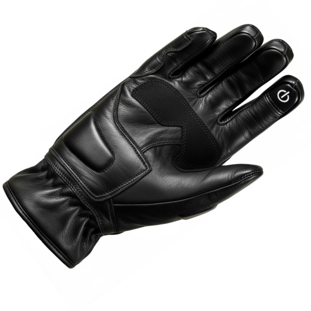 MDM Guanti Moto Pelle Uomo con Protezioni – Nappa Premium, antiscivolo, touchscreen, chiusura a strappo, comodi e resistenti all’abrasione