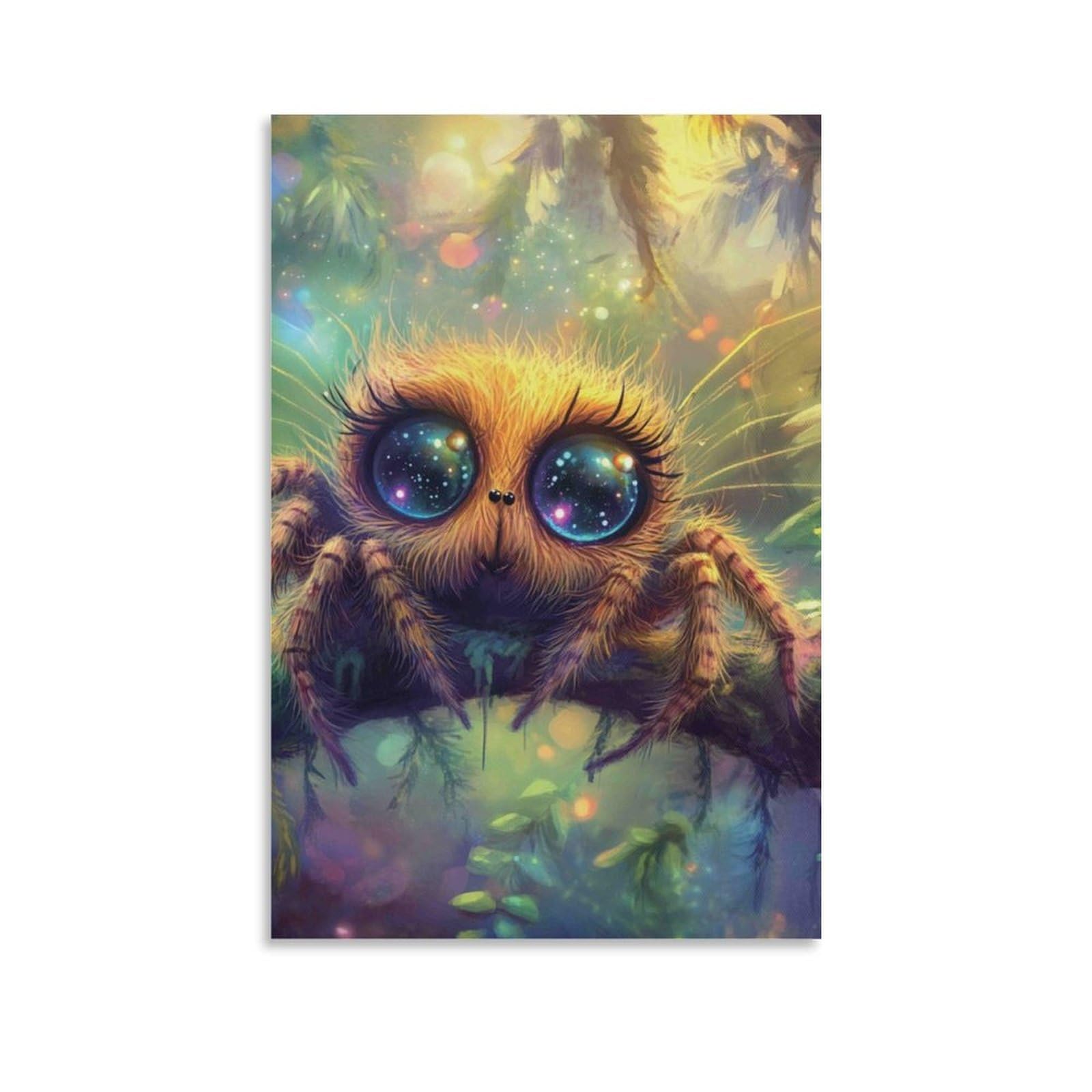 DHBANEIOK Cute Spider Fantasy Poster Artwork Canvas Prints Picture Modern Canvas Wall Art Picture Wall Hanging for Dining Room Kitchen Home Office Decor 12x18inch(30x45cm)